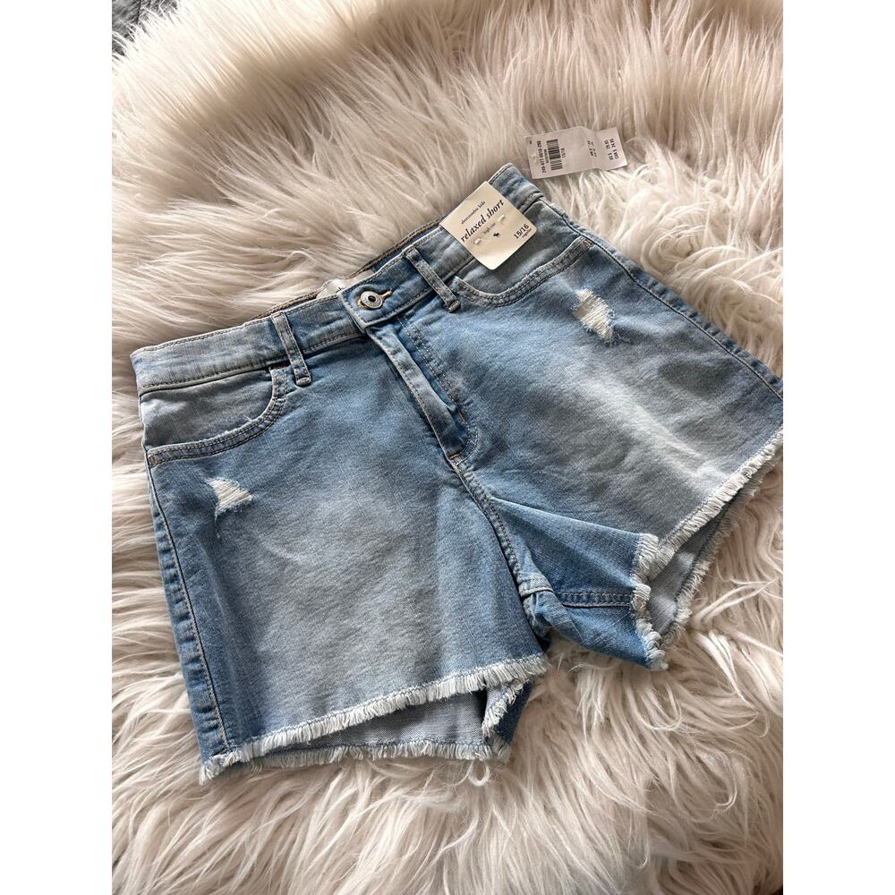 abercrombie kids Light Blue Distressed Denim Shorts